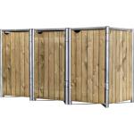3er-Mülltonnenboxen 101l - 200l imprägniert aus Holz mit Deckel 