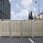 Graue 4er-Mülltonnenboxen 201l - 300l imprägniert aus Holz mit Deckel 