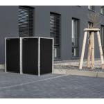 Schwarze 2er-Mülltonnenboxen 201l - 300l verzinkt aus Metall mit Deckel 