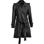 Schwarze Maxi Trenchcoats lang aus Leder für Damen Größe 3 XL 