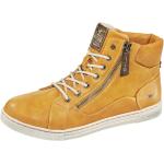 Reduzierte Gelbe Casual Mustang Nachhaltige High Top Sneaker & Sneaker Boots mit Reißverschluss mit herausnehmbarem Fußbett für Damen Größe 42 mit Absatzhöhe bis 3cm 