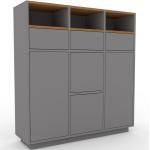 Highboard Grau - Highboard: Schubladen in Grau & Türen in Grau - Hochwertige Materialien - 118 x 124 x 35 cm, Selbst designen