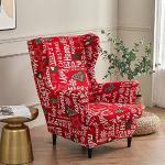 Reduzierte Rote Stuhlhussen mit Weihnachts-Motiv aus Polyester 2-teilig 