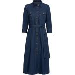 Reduzierte Blaue Unifarbene Highmoor Midi Midikleider & knielange Kleider aus Denim für Damen Größe XS 