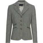 Reduzierte Grüne Melierte Highmoor V-Ausschnitt Tweedblazer aus Wolle für Damen 