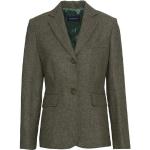 Reduzierte Grüne Melierte Highmoor V-Ausschnitt Tweedblazer aus Wolle für Damen Größe XL 