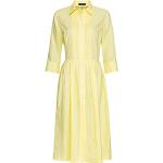 Gelbe Highmoor Rundhals-Ausschnitt Leinenkleider aus Leinen für Damen Größe M 