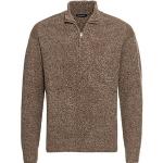 Black Friday Angebote - Braune Highmoor Strickpullover mit Reißverschluss aus Wolle für Herren Größe XL 