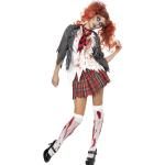Highschool Horror Zombie Schulmädchen Kostüm - rot/weiß