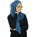 Hijab Kopftuch mit Öffnungen für Brille, für muslimische Frauen, verschleiert, islamischer Schal zum Einfädeln HE500, Jeans-Blau, One size