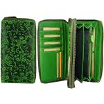 Grüne Damenportemonnaies & Damenwallets mit Reißverschluss aus Leder mit RFID-Schutz maxi / XXL 