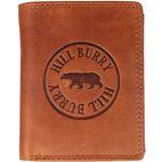 Hill Burry Herren Geldbörse Portemonnaie echt naturgegerbt Leder | Unisex | Reißverschluss | praktisches Kleingeldfach | Brieftasche | Geldbeutel | RFID Schutz | Wallet Brown