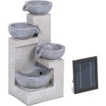 Hillvert, Brunnen + Gartenteich, Solar Gartenbrunnen Solarbrunnen Zierbrunnen Wasserspiel 4 Schalen auf Mauer LED