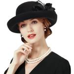 Schwarze Elegante Trilbies & Fedora-Hüte aus Filz für Damen Größe M für den für den Winter 