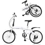 HINOPY 20 Zoll Faltrad, 7 Gang-Schaltung Klappfahrrad Fahrräder Doppel V Bremse für Damen und Herren Erwachsene Folding City Bike geeignet ab 135 cm-180 cm, Weiß