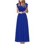 Blaue Elegante Langärmelige Maxi Lange Abendkleider aus Chiffon für Damen für die Braut für den für den Sommer 