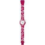 Pinke 5 Bar wasserdichte Wasserdichte Hip Hop Quarz Damenarmbanduhren mit arabischen Ziffern mit Kunststoff-Uhrenglas mit Silikonarmband 