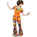 Orange Blumenmuster Buttinette Hippie-Kostüme & 60er Jahre Kostüme für Damen Größe XS 