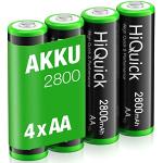 HiQuick Mignon AA Akku 2800mAh - NI-MH wiederaufladbare Batterien, 1200 Tech wideraufladbare AA Akkus, geringe Selbstentladung - 1,2V AA Batterien 4 Stück