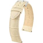 HIRSCH Uhren-Armband Duke M - Uhr-Band aus italienischem Kalbs-Leder mit Alligator-Prägung - Beige - 14 mm