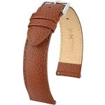 HIRSCH Uhren-Armband Kansas L - Uhr-Band aus widerstandsfähigem Kalbs-Leder mit Büffel-Prägung - Goldbraun - 16 mm