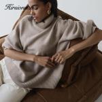 Pinke Elegante Rollkragen Kaschmir-Pullover aus Wolle für Damen Einheitsgröße 