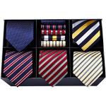 Bunte Gestreifte Elegante Krawatten-Sets aus Seide für Herren Einheitsgröße 5-teilig 