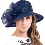 Marineblaue Elegante Anlasshüte aus Organza für Damen Größe M zur Hochzeit für den für den Sommer 
