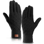 Schwarze Strick-Handschuhe für Herren Einheitsgröße für den für den Winter 