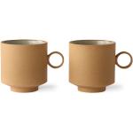 Ockerfarbene Minimalistische HKliving Organische Kaffeetassen-Sets aus Keramik 2-teilig 