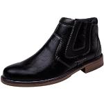 Schwarze Vintage Runde Cowboy-Boots & Cowboystiefeletten mit Reißverschluss aus Leder atmungsaktiv für Herren Größe 41 für den für den Winter 