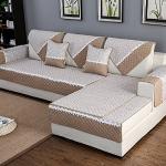 HM&DX Anti-rutsch Sofa Abdeckung Für Sektionaltore Couch Baumwolle Polyester Gesteppter Sofa Überwurf Multi-Size Sofahusse Für Wohnzimmer-beige 70x70cm(28x28inch)