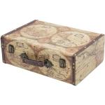 HMF Aufbewahrungsbox »Vintage Koffer« (1 St), aus Holz, Deko Weltkarte Farbe, 38 x 26 x 13 cm, goldfarben, 1 St. - 38 cm - Weltkarte Farbe