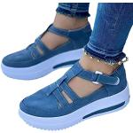 Blaue Outdoor-Sandalen mit Schnürsenkel orthopädisch für Damen Größe 39 für den für den Sommer 