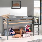 Graue 4Home Halbhochbetten & halbhohe Betten lackiert aus Massivholz 90x200 
