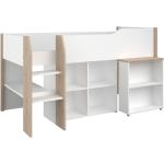 Weiße Skandinavische Kauf-Unique Hochbetten mit Schreibtisch aus Eiche mit Stauraum 90x200 