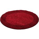 Rote Moderne Runde Shaggy Teppiche aus Polypropylen 