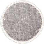 Graue Skandinavische benuta Runde Runde Hochflorteppiche aus Textil 