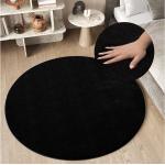 Schwarze Moderne Runde Runde Hochflorteppiche 80 cm aus Textil maschinenwaschbar 