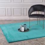 Türkise Unifarbene Carpet City Hochflorteppiche aus Kunstfell 80x150 
