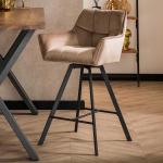 Beige Gesteppte Moderne Rodario Barhocker & Barstühle aus Samt mit Armlehne Breite 50-100cm, Höhe 50-100cm, Tiefe 50-100cm 2-teilig 