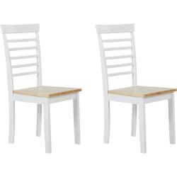 Hochwertige Stühle im 2er Set aus Gummibaumholz hellbraun/weiß Battersby