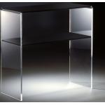 Hochwertiges Acryl-Glas Standregal, Konsole mit 2 Fächern, klar / schwarz, 70 x 30 cm, H 70 cm, Acryl-Glas-Stärke 12 mm