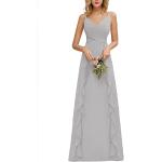 Silberne Elegante Ärmellose Maxi Schulterfreie Lange Abendkleider mit Rüschen aus Chiffon für Damen Übergrößen für den für den Sommer 