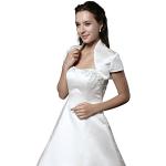 Weiße Elegante Kurzärmelige Hochzeits-Shop-Hamburg Rundhals-Ausschnitt Satin-Boleros aus Satin für Damen Größe S für die Braut 