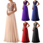 Violette Maxi Chiffon-Abendkleider mit Pailletten aus Chiffon für Damen Größe 3 XL für die Braut für den für den Sommer 