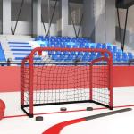 Hockeytor mit Netz Eishockey Tor Übungsnetz Rot Schwarz Stahl Polyester vidaXL