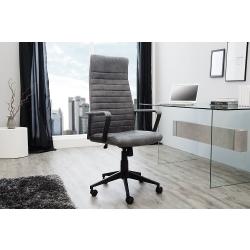 Höhenverstellbarer Bürostuhl LAZIO vintage grau Chefsessel mit Armlehnen drehbar mit Rollen