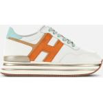Hogan - Sneakers Hogan Midi H222, Hellblau,Orange,Weiss, 41 - Schuhe