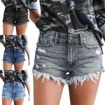 Schwarze Streetwear Jeans-Shorts aus Baumwollmischung für Damen Größe XXL für den für den Sommer 